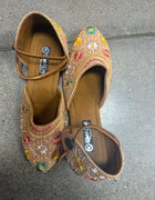 Gold Multicolor Embroidered Ankle-Strap Flats original photo