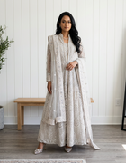 Silver Grey Embellished Gown - View Angle 1 - Bridal Outfit Inspiration | Zubis Collection