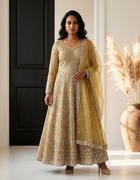 Gold Embellished Dress - View Angle 1 - Bridal Outfit Inspiration | Zubis Collection