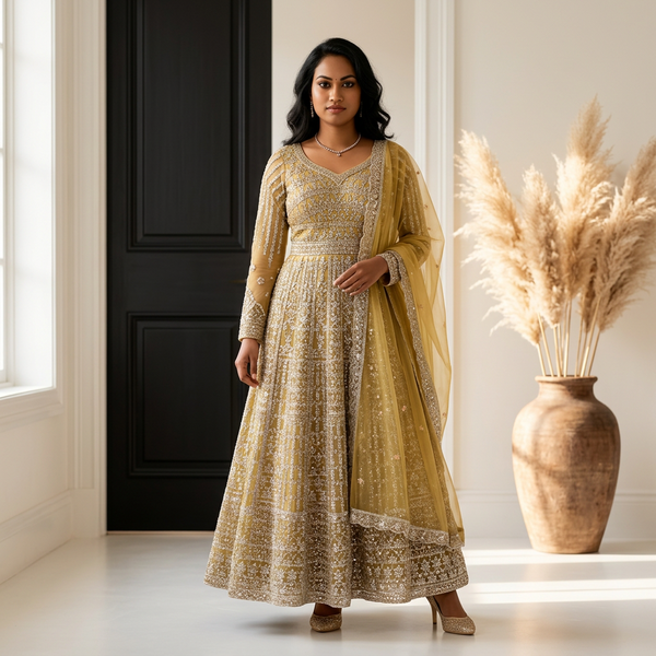 Gold Embellished Dress - Dress - Outfit Inspiration & Bridal Styling | Zubis Collection Frisco Showroom