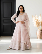 Blush Pink Embellished Gown - View Angle 1 - Bridal Outfit Inspiration | Zubis Collection