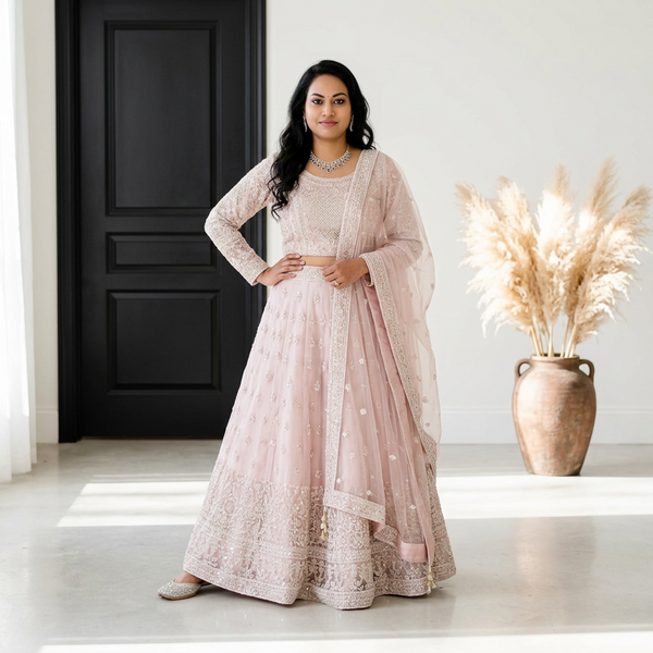 Blush Pink Embellished Gown - Gown - Outfit Inspiration & Bridal Styling | Zubis Collection Frisco Showroom