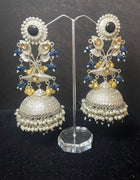 Silver Jhumka Earrings - View Angle 1 - Bridal Outfit Inspiration | Zubis Collection
