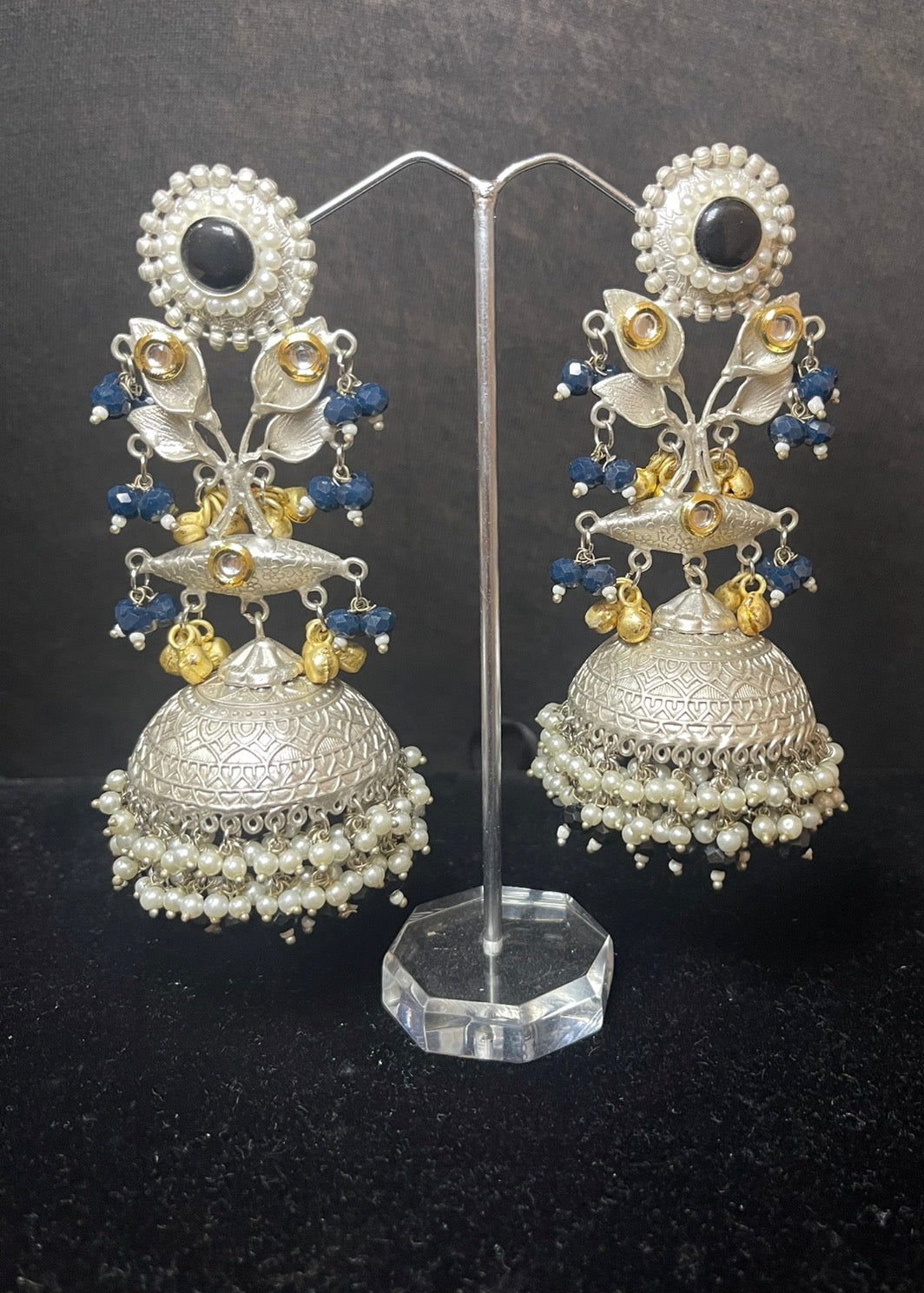 Silver Jhumka Earrings - Earrings - South Asian Bridal & Groom Outfit Inspiration | Zubis Collection Frisco Showroom