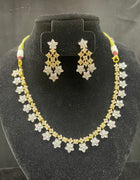 Gold Floral Crystal Necklace Set - View Angle 1 - Bridal Outfit Inspiration | Zubis Collection