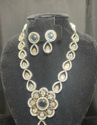 Blue Stone Floral Necklace Set - View Angle 1 - Bridal Outfit Inspiration | Zubis Collection