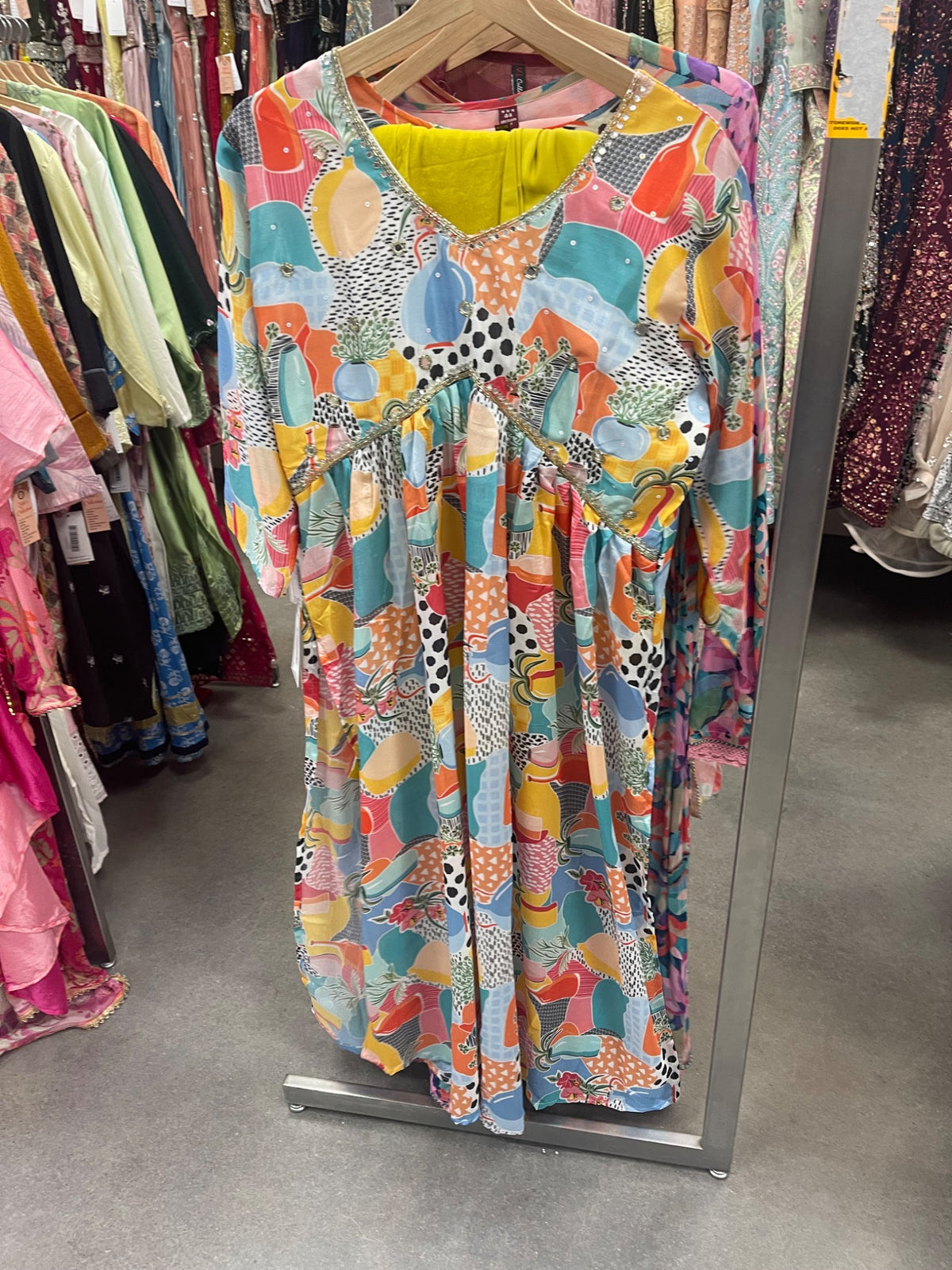 Abstract Print Ethnic Dress - Ethnic Dresses - South Asian Bridal & Groom Outfit Inspiration | Zubis Collection Frisco Showroom