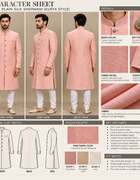 Imperial Blush Rose Gold Handcrafted Zardozi Royal Sherwani Set - View Angle 2 - Bridal Outfit Inspiration | Zubis Collection
