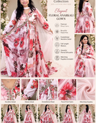 Blush pink floral Anarkali gown character sheet