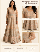 Champagne Embellished Long Sleeve Gown character sheet