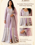 Lavender Patterned Dress with Front Opening character sheet