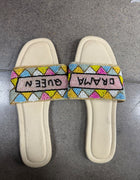 Drama Queen Multicolor Beaded Slides - View Angle 1 - Bridal Outfit Inspiration | Zubis Collection