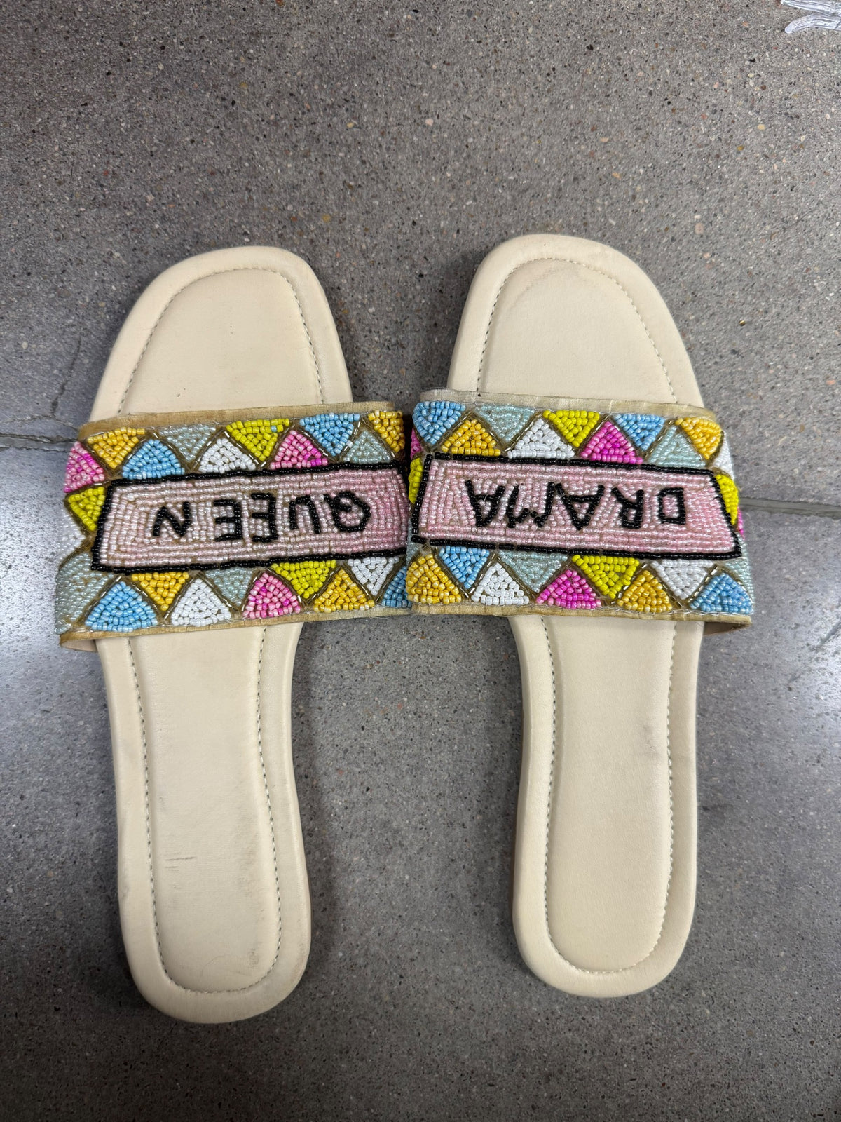 Drama Queen Multicolor Beaded Slides - Slides - South Asian Bridal & Groom Outfit Inspiration | Zubis Collection Frisco Showroom