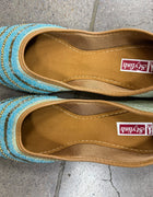 Aqua & Gold Beaded Juttis - View Angle 1 - Bridal Outfit Inspiration | Zubis Collection