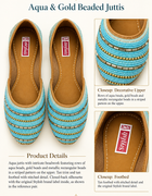 Aqua & Gold Beaded Juttis character sheet