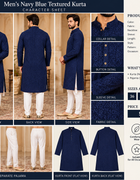 Illustrated character sheet featuring navy blue kurta and separate ivory pajama