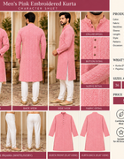 Illustrated pink kurta character sheet showing front back side and separate ivory pajama
